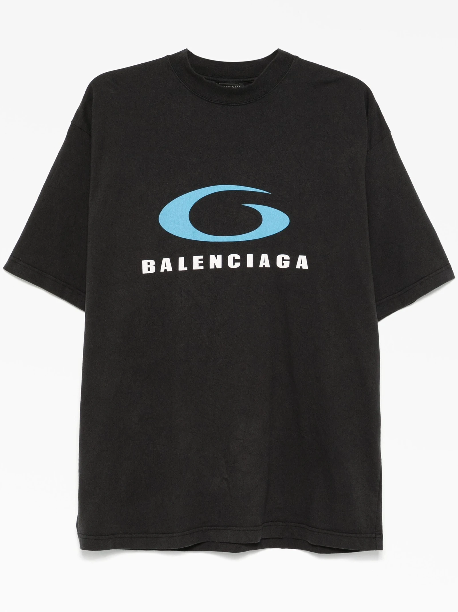 Balenciaga Blue Logo T-shirt Black