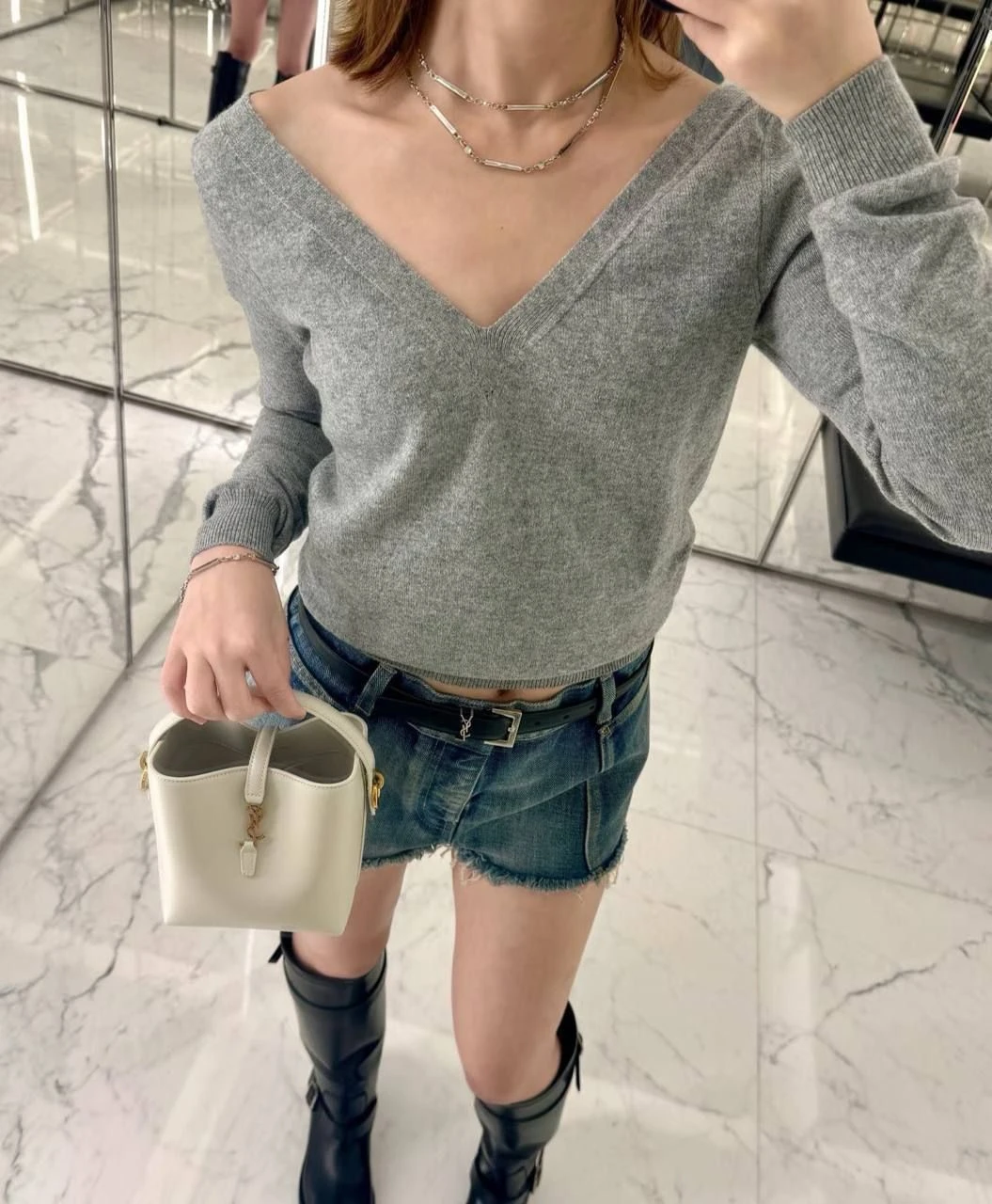 Saint Laurent Small Bucket Bag White