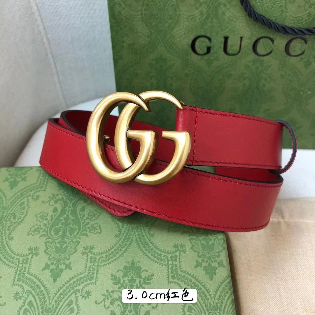 Gucci GG Marmont Leather Belt Red