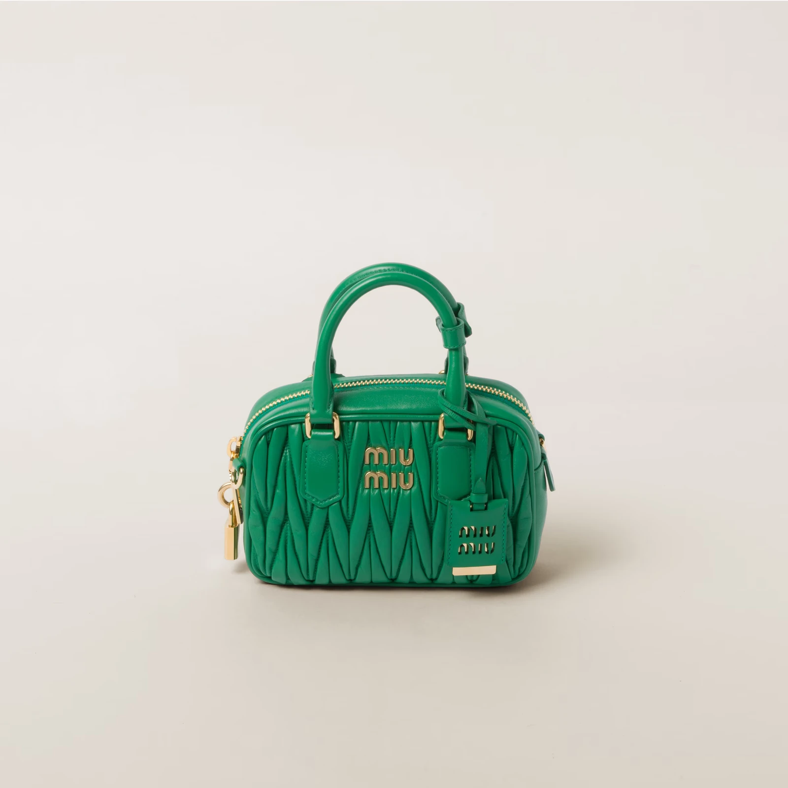Miu Miu Matelassé Leather Top Handle Bag Green