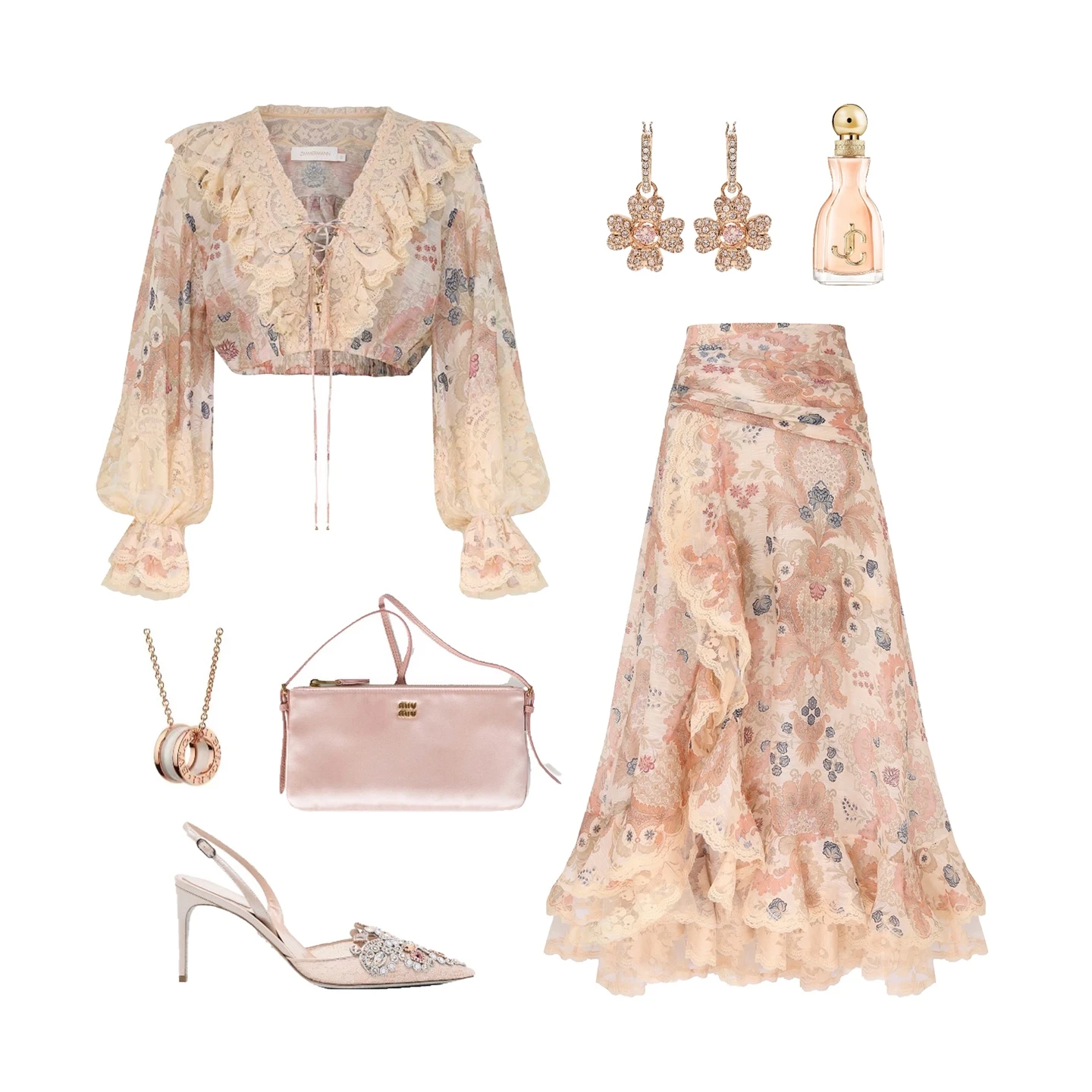 Zimmerman Apricot tulle blushes with woven blooms