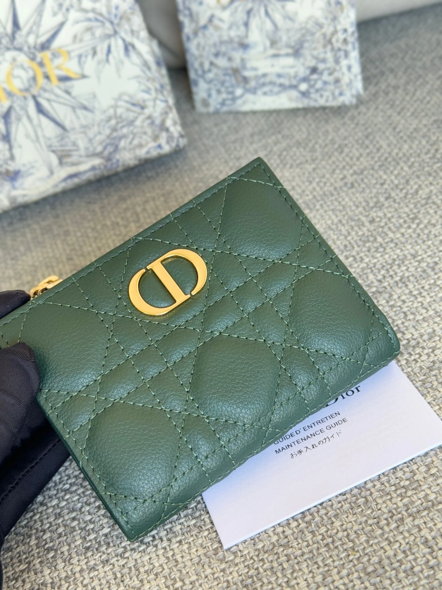 Dior Dior Caro Compact Wallet Green