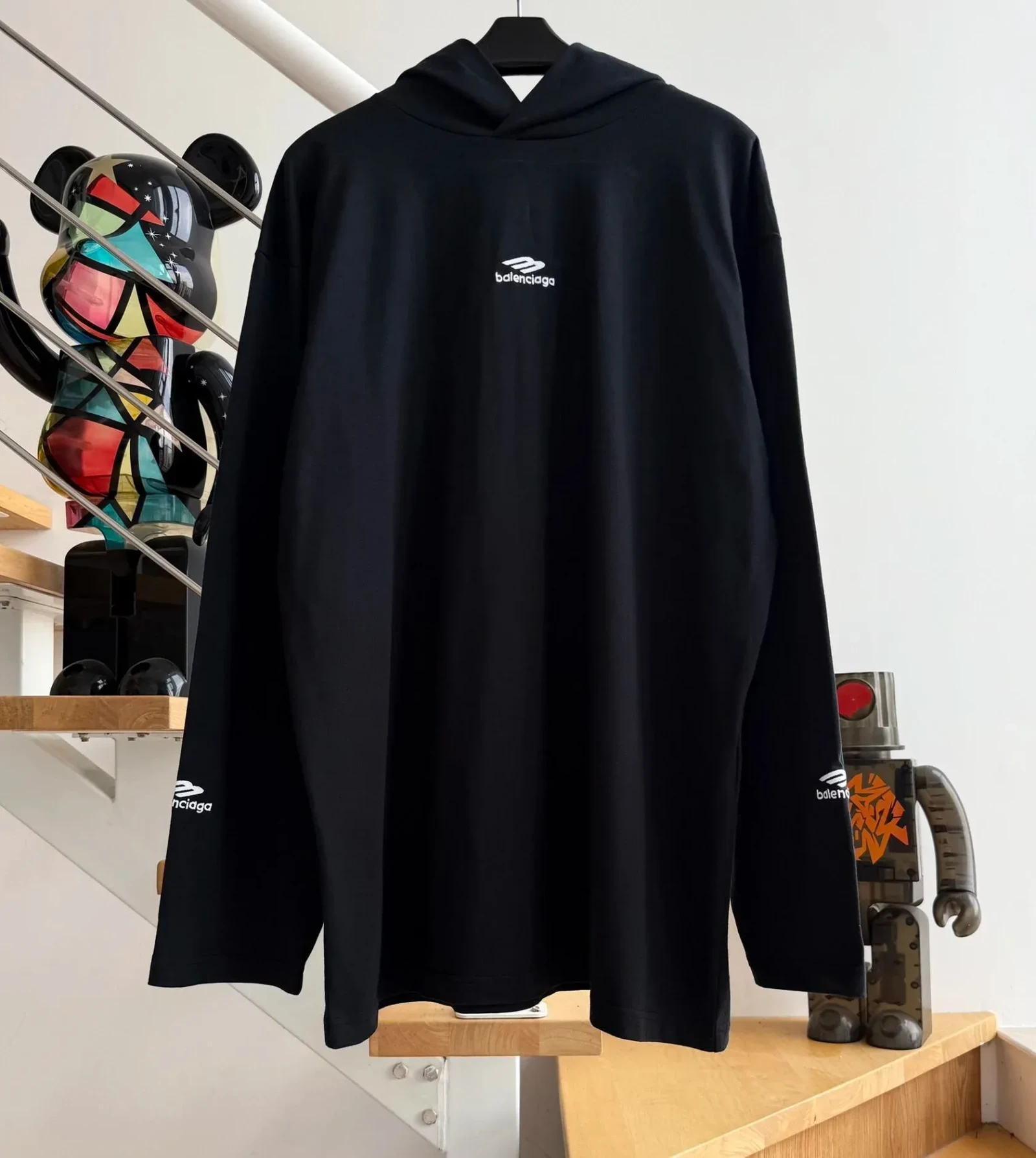 Balenciaga Logo Hoodie Black