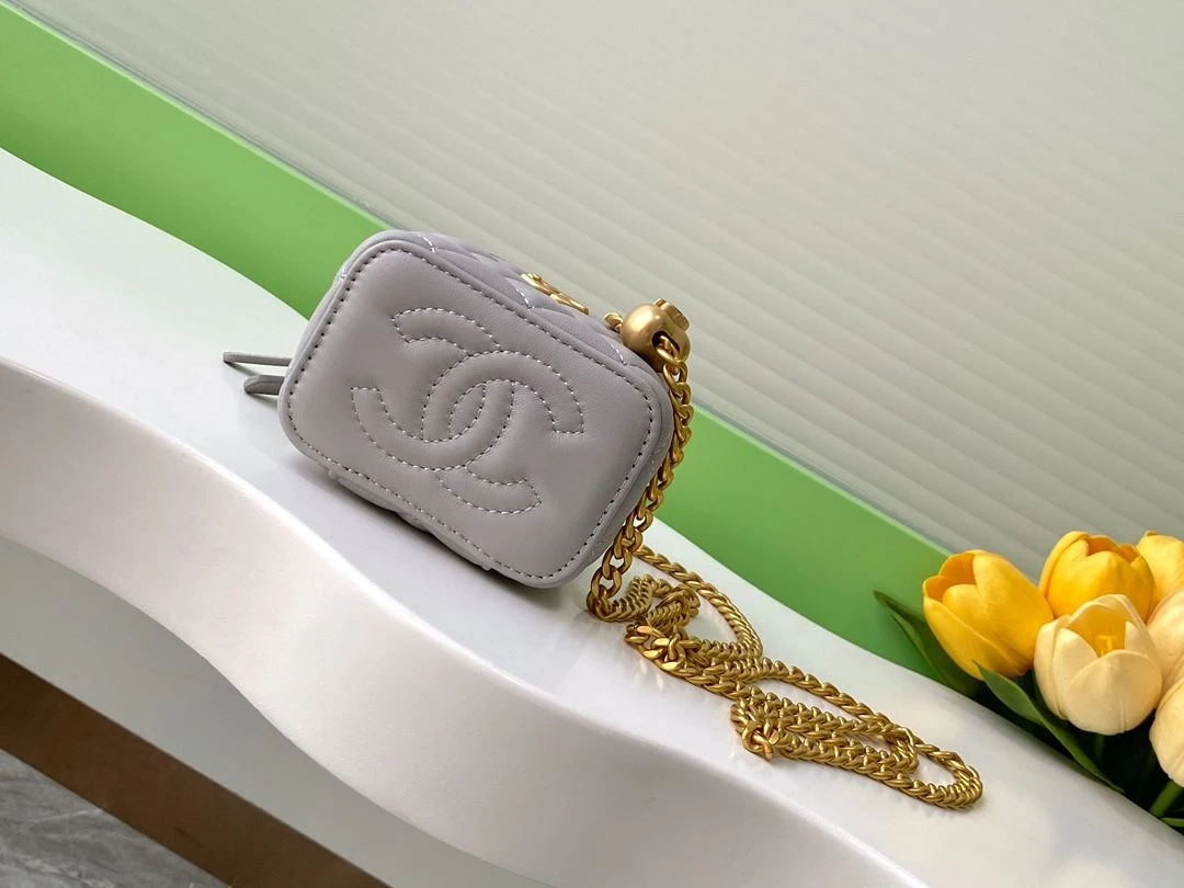 Chanel Mini Quilted Crossbody (Grey)