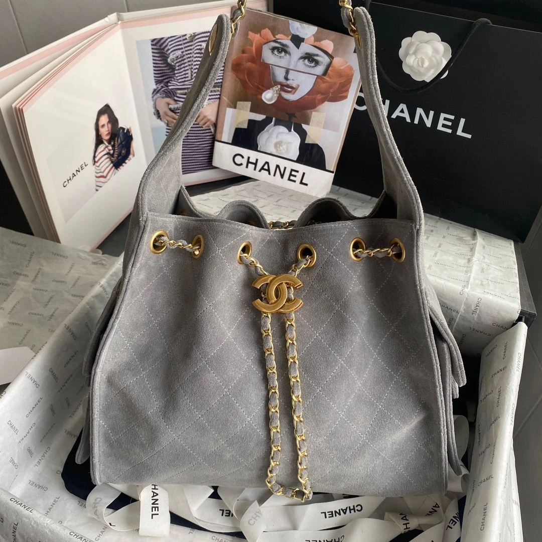 Chanel Drawstring Bucket Bag (Grey)