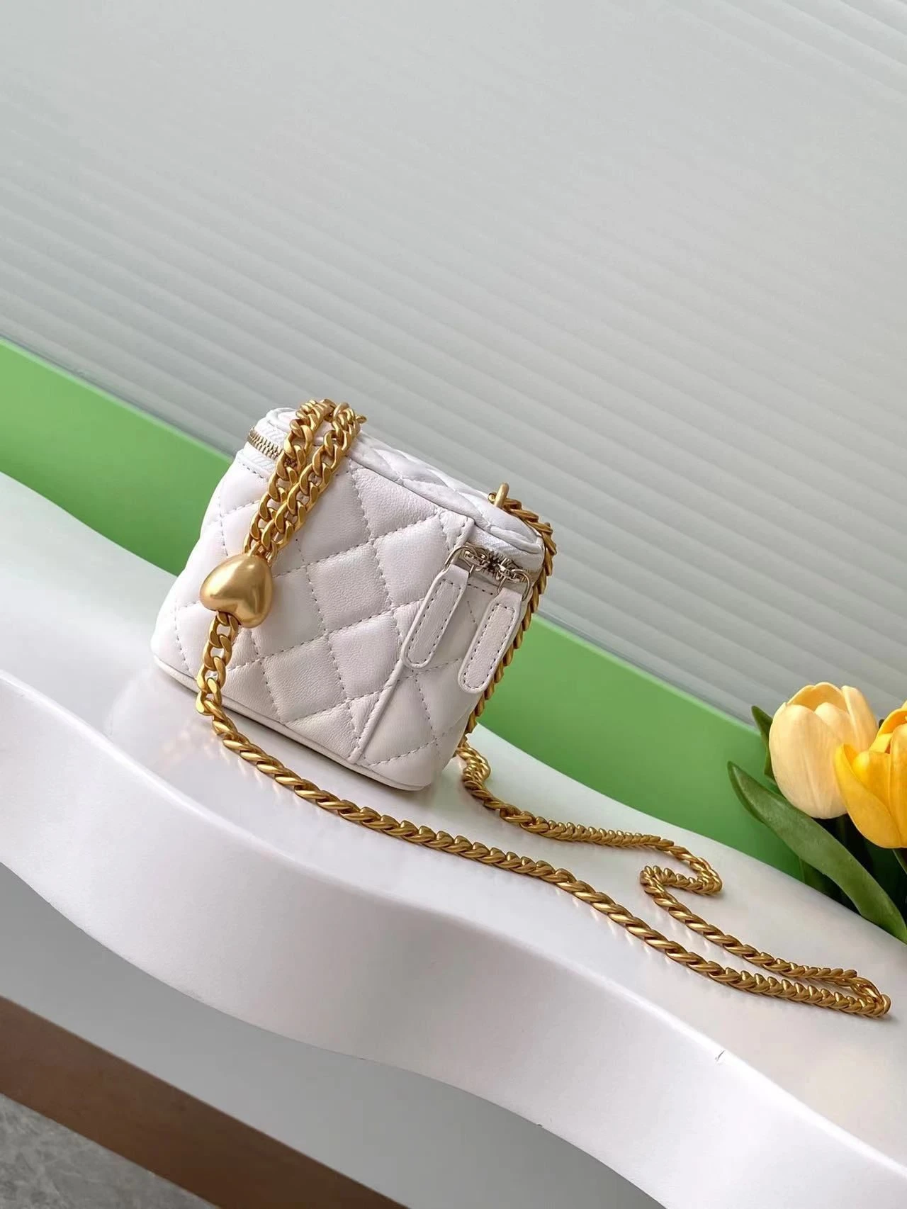 Chanel Mini Quilted Crossbody (White)