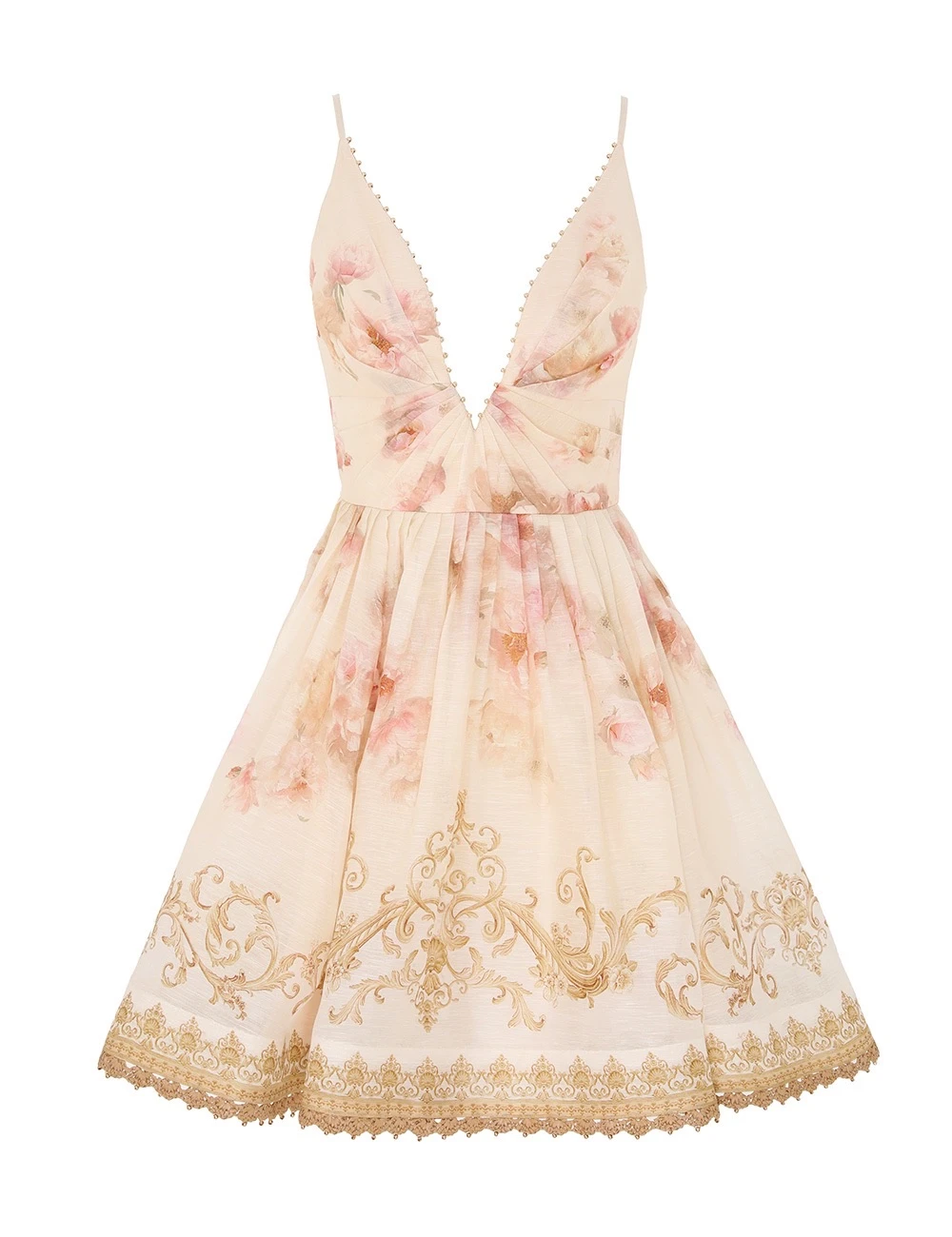 Zimmerman The Hypnotic V Neck Mini Dress in Cream Peony from our Fall