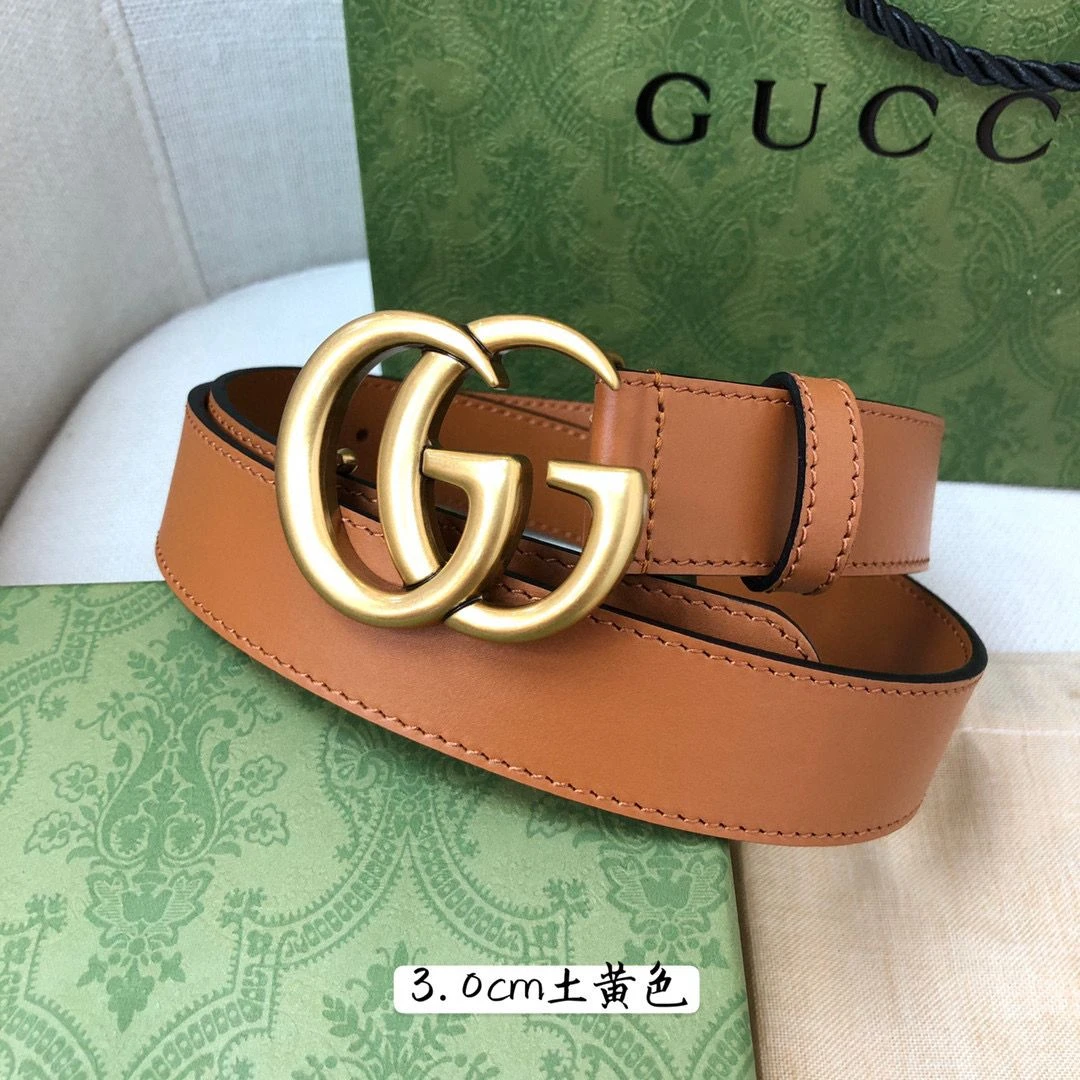 Gucci GG Marmont Leather Belt Camel